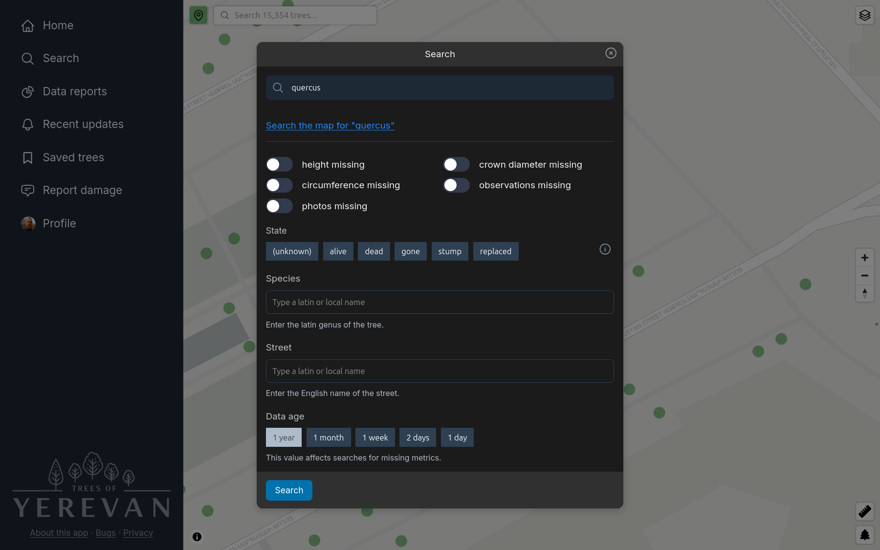 Advanced search form